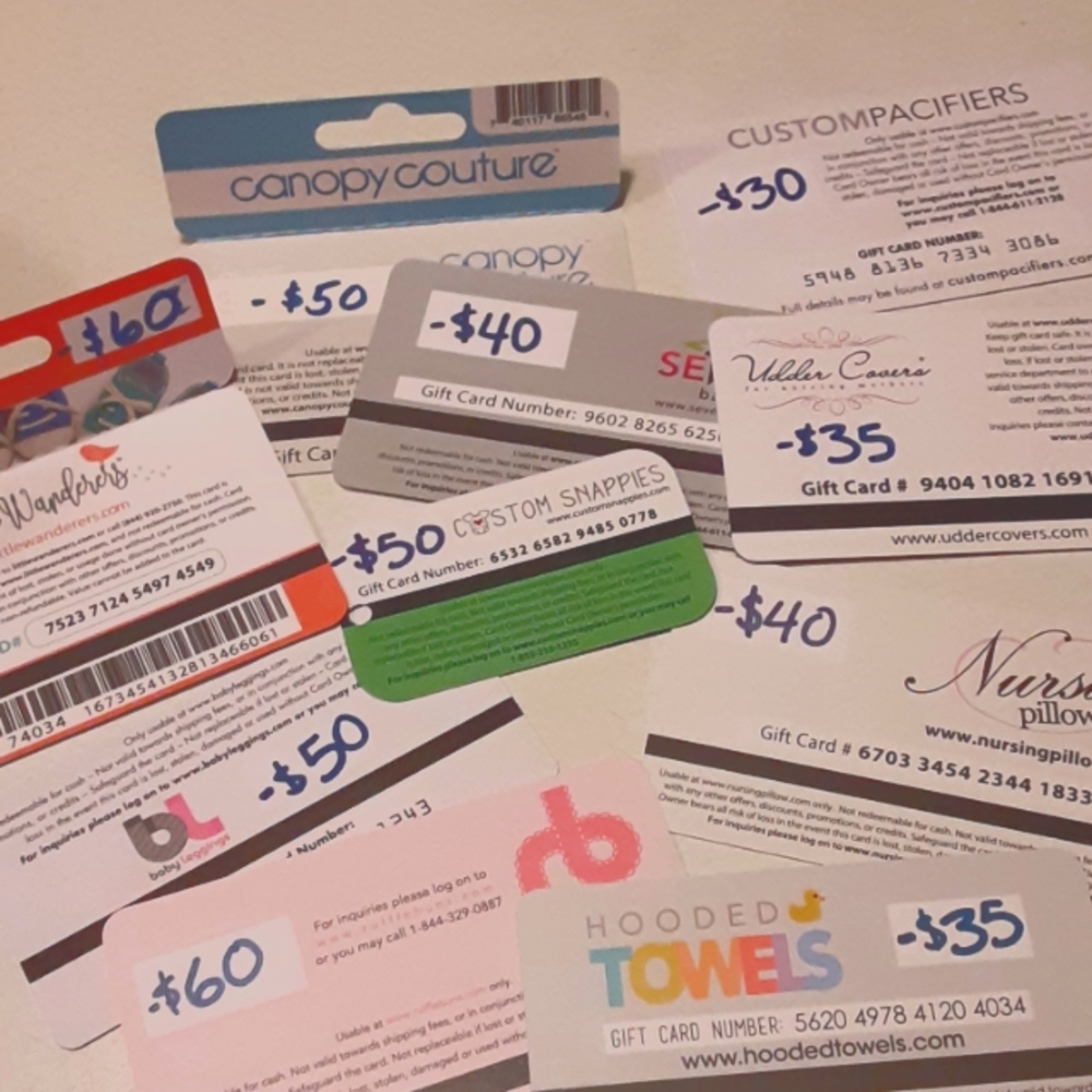 Gift Cards for Baby Apparel and assecories